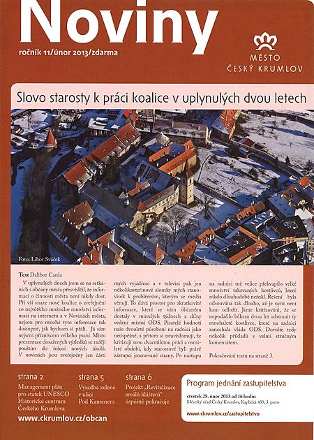 Noviny města - únor 2013 - titulní strana
